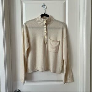 Everlane Ivory Button-Up Turtleneck Sweater